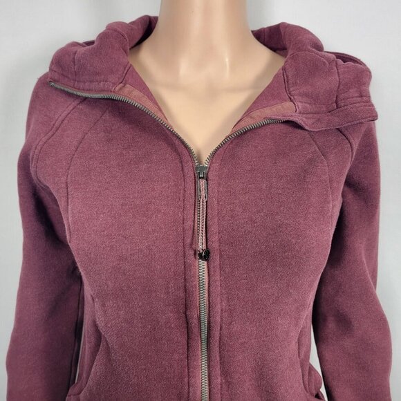 Lululemon Women's Scuba Full Zip Hoodie Fleece in a Maroon Size 4 - LW4AWNS - Picture 2 of 12